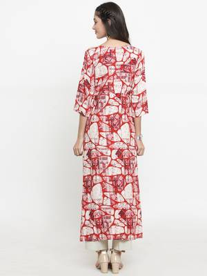Red woven rayon kurti with trouser 3