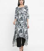 Indibelle Dark-green woven rayon kurti with trouser