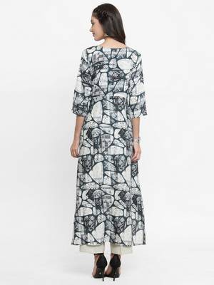 Dark-green woven rayon kurti with trouser 3