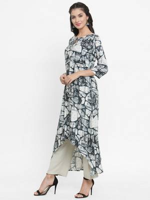 Dark-green woven rayon kurti with trouser 4