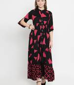 Indibelle Black woven rayon kurti with trouser