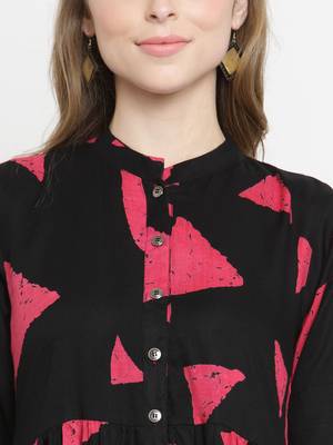 Indibelle Black woven rayon kurti with trouser 2