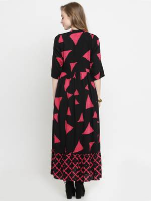 Indibelle Black woven rayon kurti with trouser 3