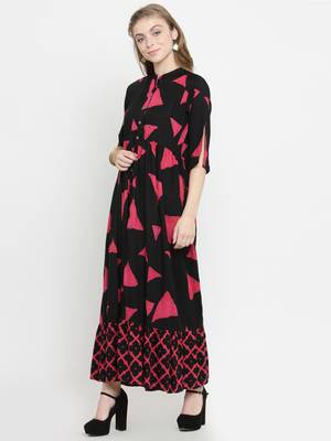 Indibelle Black woven rayon kurti with trouser 4
