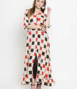 Indibelle Off-white woven cotton kurti with trouser