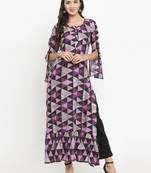 Indibelle Purple woven rayon kurti with trouser
