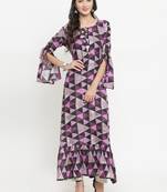 Indibelle Purple woven rayon kurti with trouser