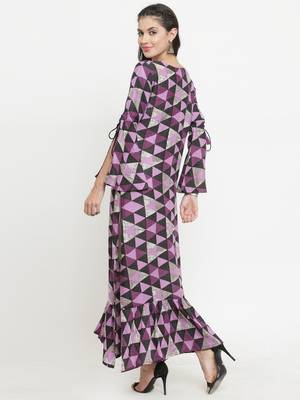 Indibelle Purple woven rayon kurti with trouser 3