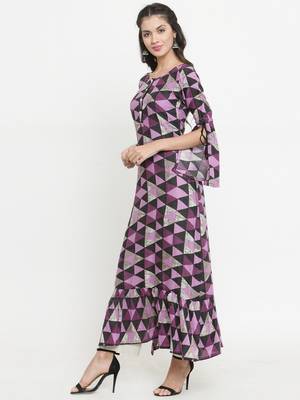 Indibelle Purple woven rayon kurti with trouser 4