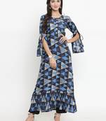 Navy-blue woven rayon kurti with trouser