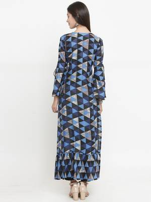 Navy-blue woven rayon kurti with trouser 3