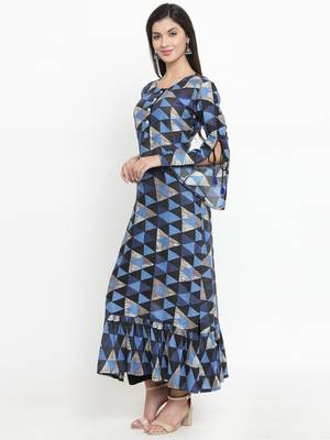 Navy-blue woven rayon kurti with trouser 4