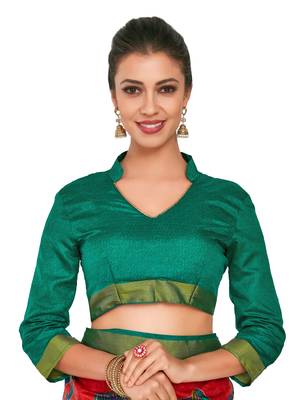 Mimosa Red Printed Raw Silk Kalamkari Saree With Blouse 5