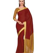 Mimosa Red Woven Crepe Saree With Blouse