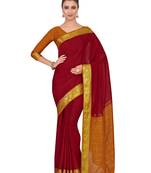 Mimosa Red Woven Crepe Saree With Blouse