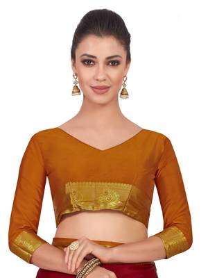 Mimosa Red Woven Crepe Saree With Blouse 5