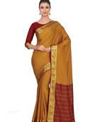 Mimosa Brown Woven Crepe Saree With Blouse