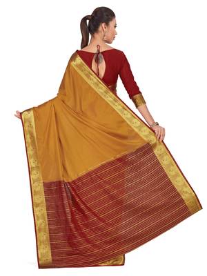 Mimosa Brown Woven Crepe Saree With Blouse 4