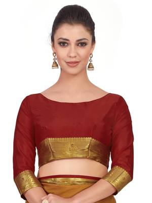 Mimosa Brown Woven Crepe Saree With Blouse 5
