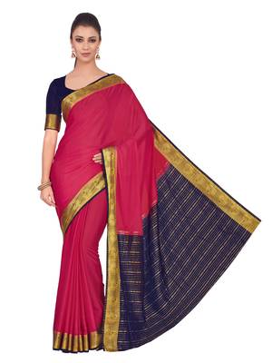 Mimosa Pink Woven Crepe Saree With Blouse 2