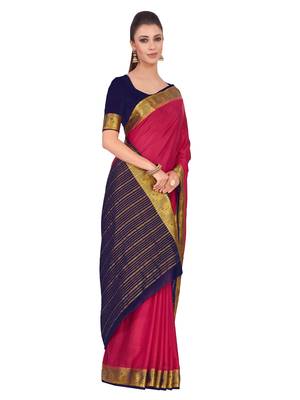 Mimosa Pink Woven Crepe Saree With Blouse 3
