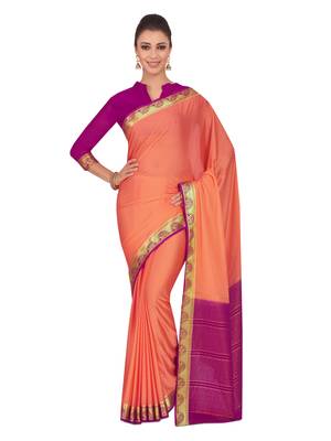 Mimosa Orange Woven Crepe Saree With Blouse 1