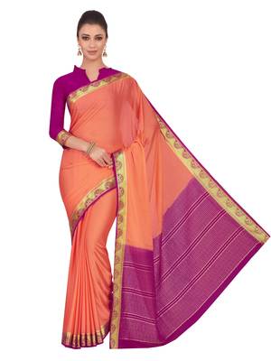 Mimosa Orange Woven Crepe Saree With Blouse 2