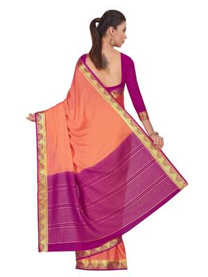 Mimosa Orange Woven Crepe Saree With Blouse 4
