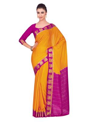 Mimosa Gold Woven Crepe Saree With Blouse 1