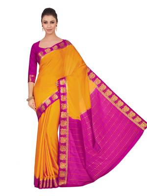 Mimosa Gold Woven Crepe Saree With Blouse 2