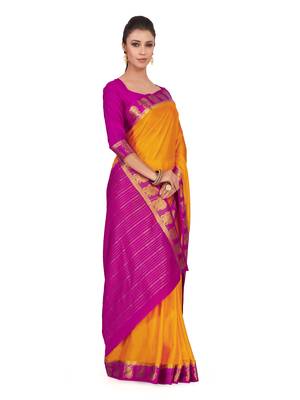 Mimosa Gold Woven Crepe Saree With Blouse 3