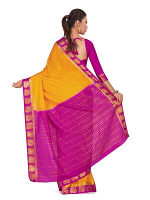 Mimosa Gold Woven Crepe Saree With Blouse 4