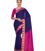 Mimosa Blue Woven Crepe Saree With Blouse