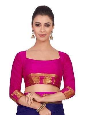 Mimosa Blue Woven Crepe Saree With Blouse 5