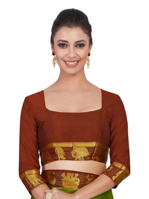 Mimosa Green Woven Crepe Saree With Blouse 5