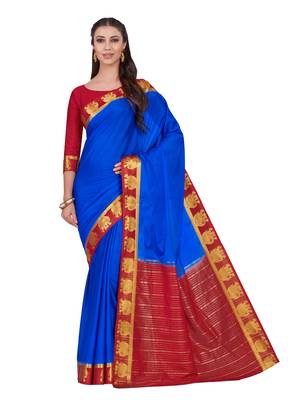 Mimosa Blue Woven Crepe Saree With Blouse 2
