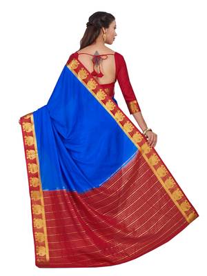 Mimosa Blue Woven Crepe Saree With Blouse 4