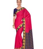 Mimosa Pink Woven Crepe Saree With Blouse