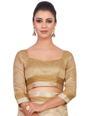 Mimosa Beige Woven Tussar Silk Saree With Blouse 5