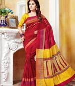 Red woven art silk sarees saree with blouse
