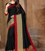 Black woven cotton saree with blouse