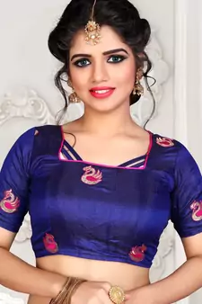 Pink Embroidered Art Silk Saree With Blouse