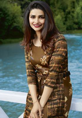 Coffee Printed Satin Long Kurtis 2