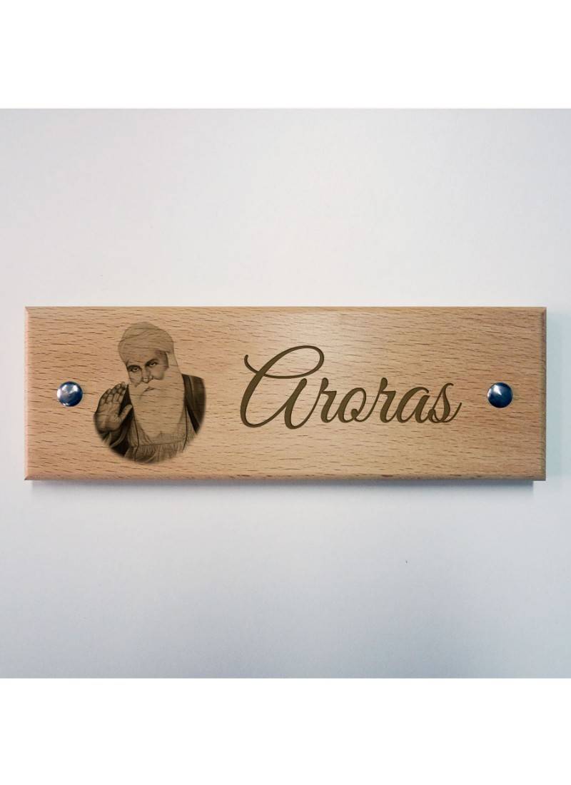 Personalised Guru Nanak Wooden Name Plate by Engrave