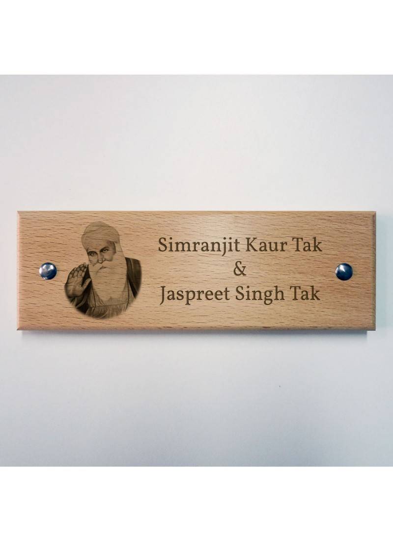 Personalised Guru Nanak Wooden Name Plate by Engrave