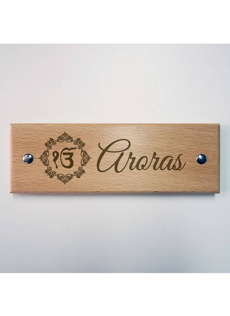 Personalised Ik Onkar Wooden Name Plate by Engrave