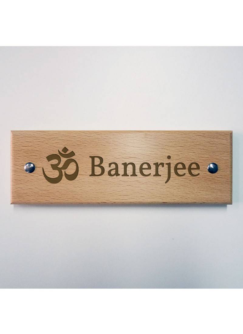 Personalised Om Wooden Name Plate by Engrave
