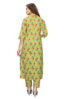 Light Green Printed Cotton Stitched Kurti 2