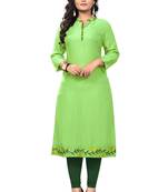 Light Green Embroidered Rayon Stitched Kurti