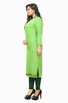 Light Green Embroidered Rayon Stitched Kurti 2